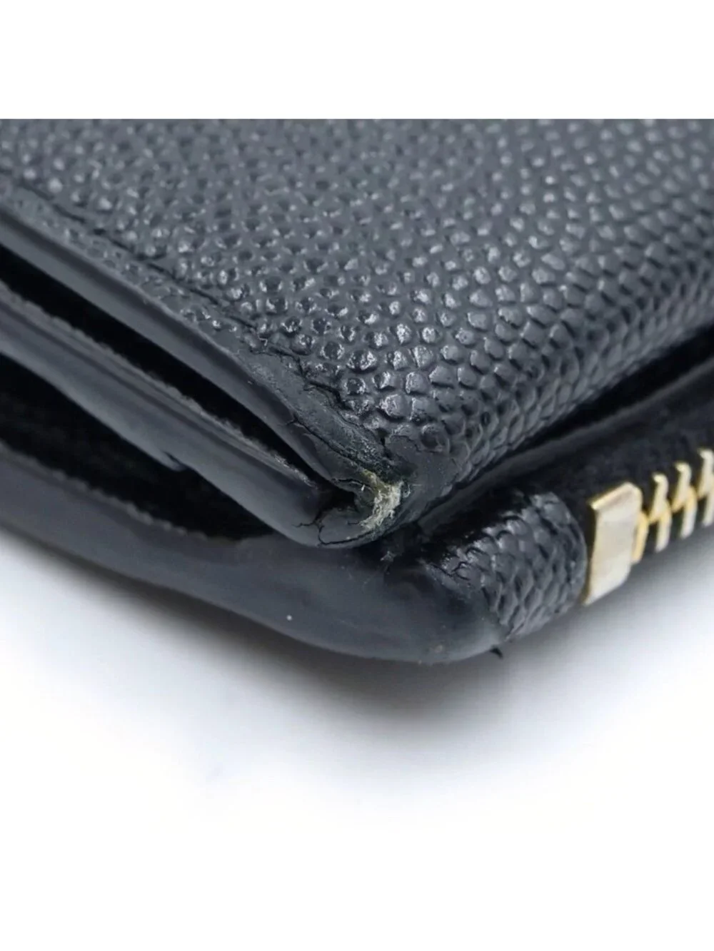 Saint Laurent Rive Gauche Logo Wallet Bifold Card Case Black Gold